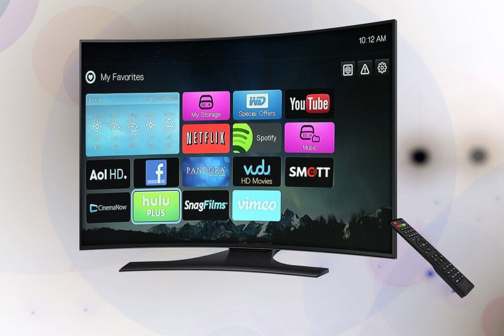 Multiple OTT platforms displayed on a TV screen