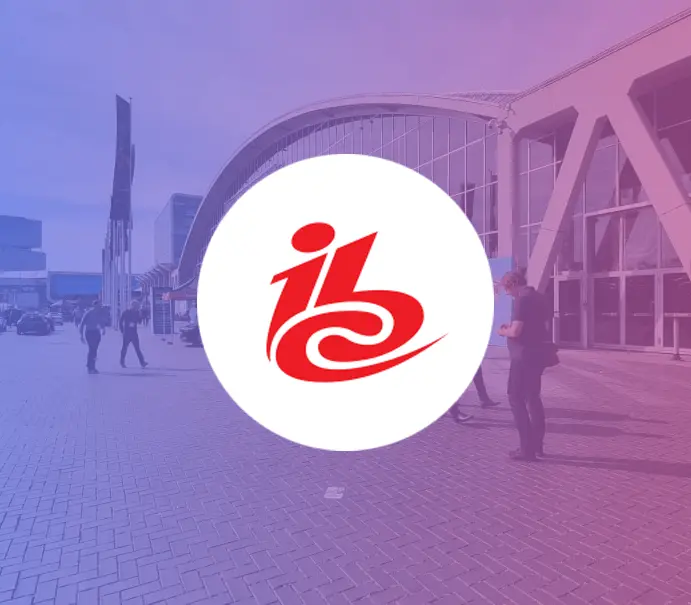 IBC 2023 logo with Amsterdam city in background.